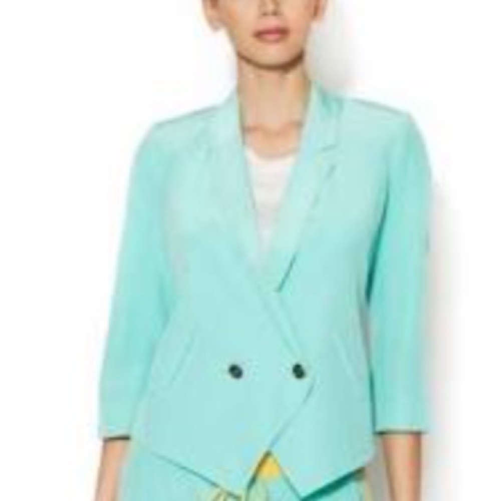 Cynthia Vincent Silk Mint Blazer